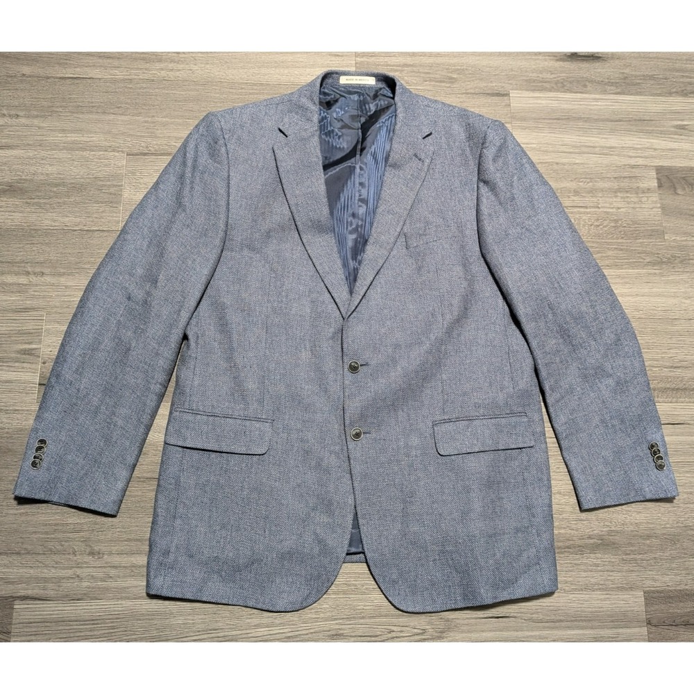 Joseph Abboud Men's Blue Tessuti Sondrio Unstructured Linen Cotton Blazer 46L